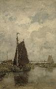 Jacob Maris Gray day with ships Spain oil painting artist